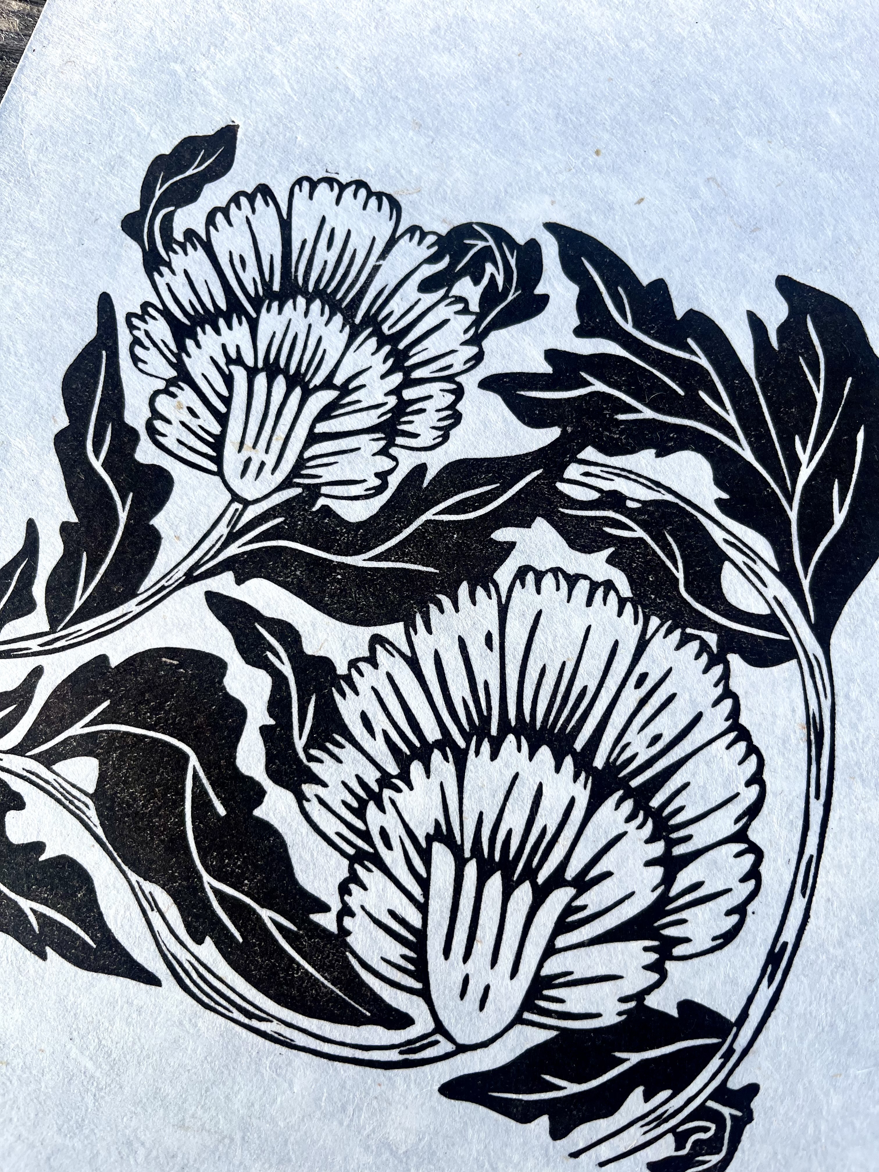 Blooming Carnation A4 Lino Print