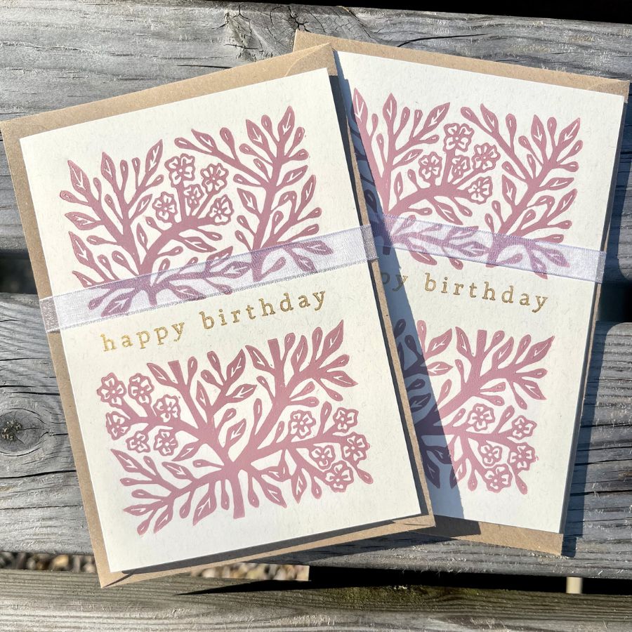 Floral Happy Birthday Greeting Card - A6