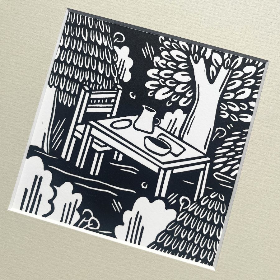 The Feast - Lino Print