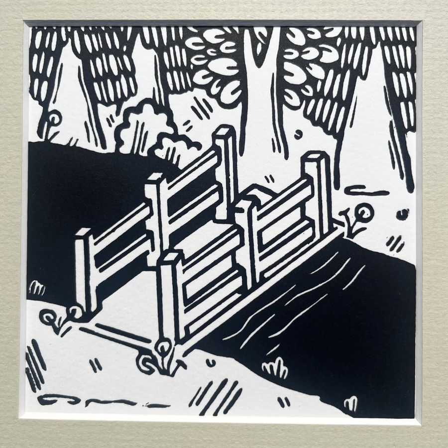 The Stream - Lino Print