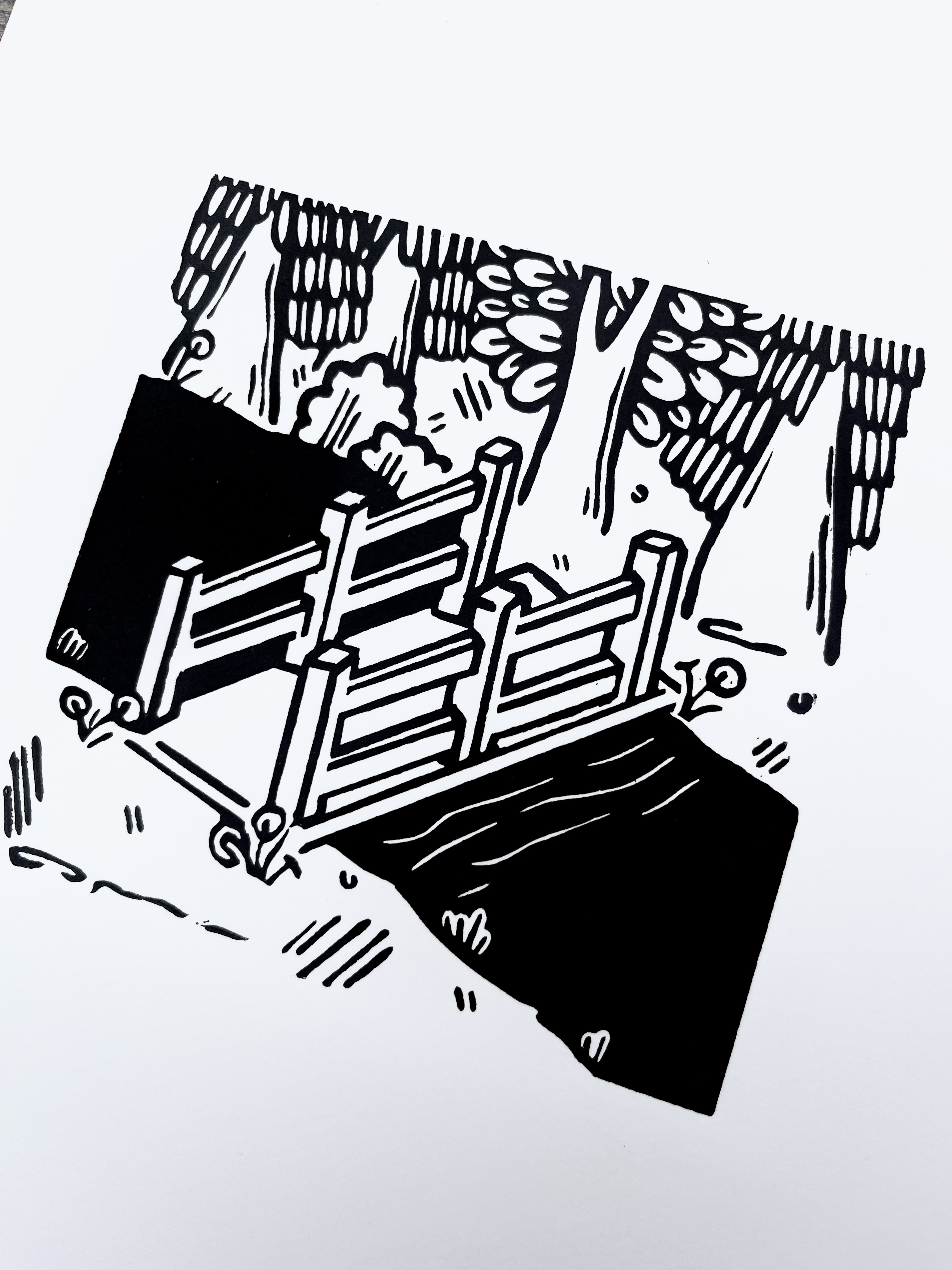 The Stream A4 Lino Print