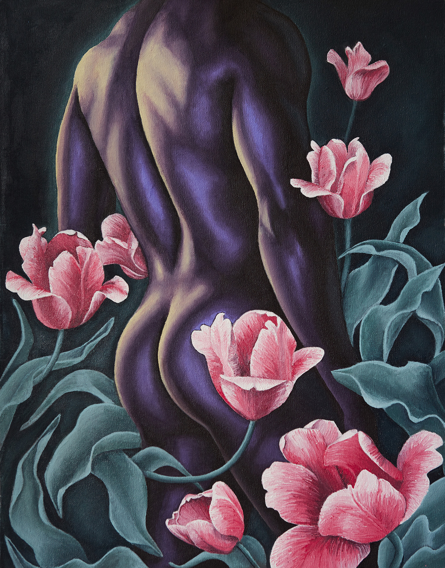 Original Framed Painting (Tulip Garden)