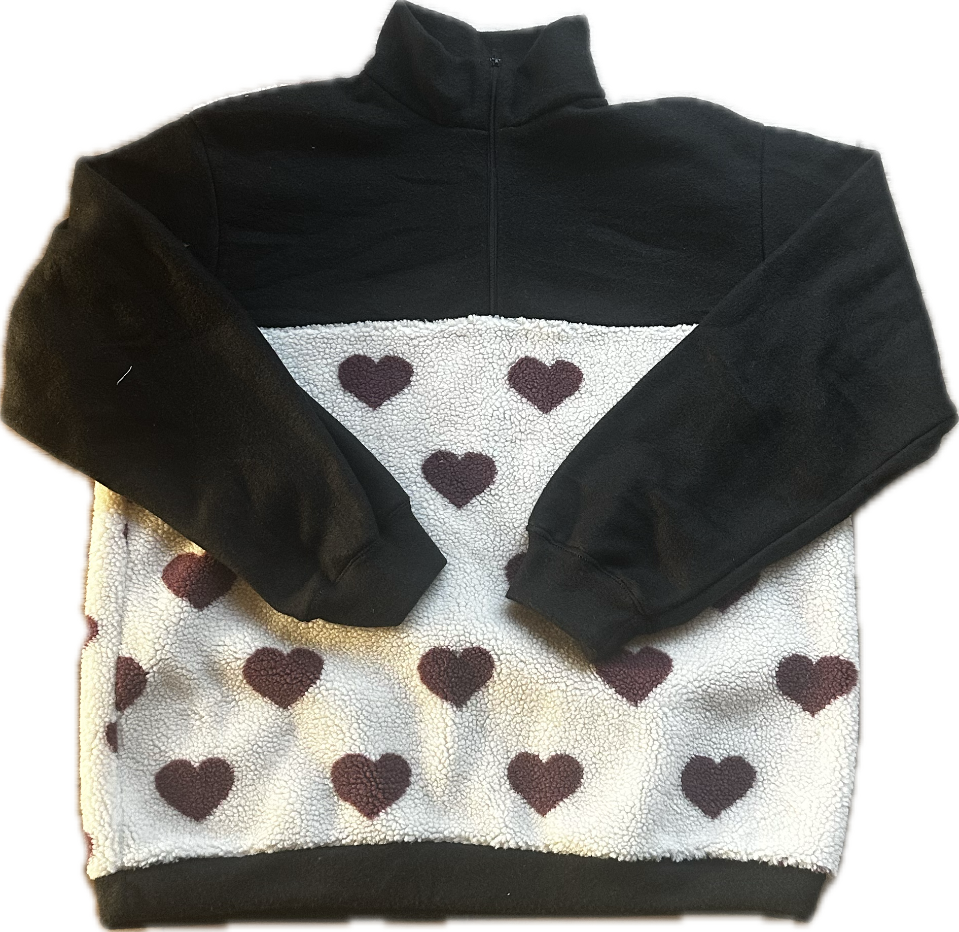 Warme fleece trui met hartjes