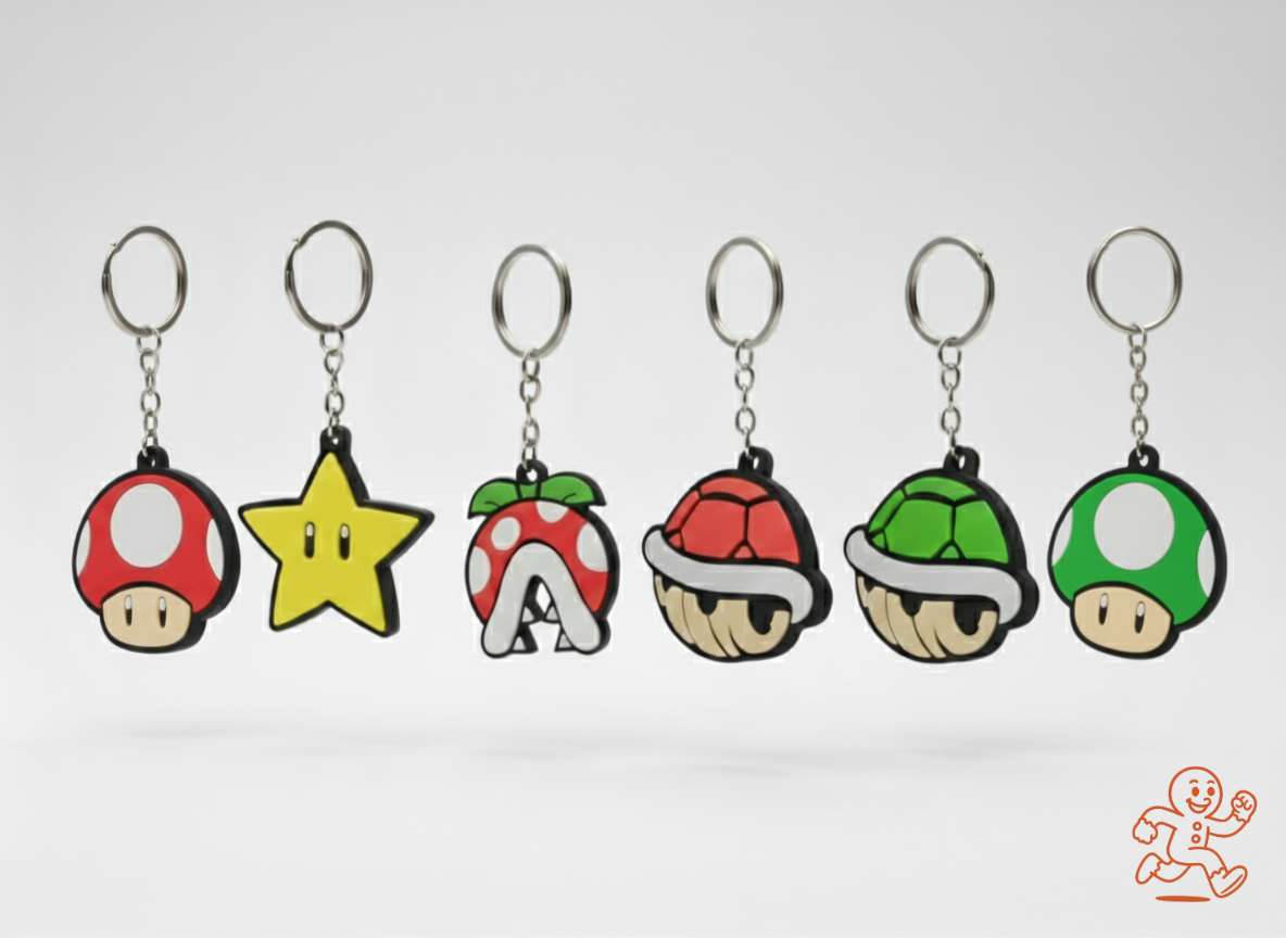 Llaveros estilo Mario Bros — Power-ups 3D bicolor (elige modelo)