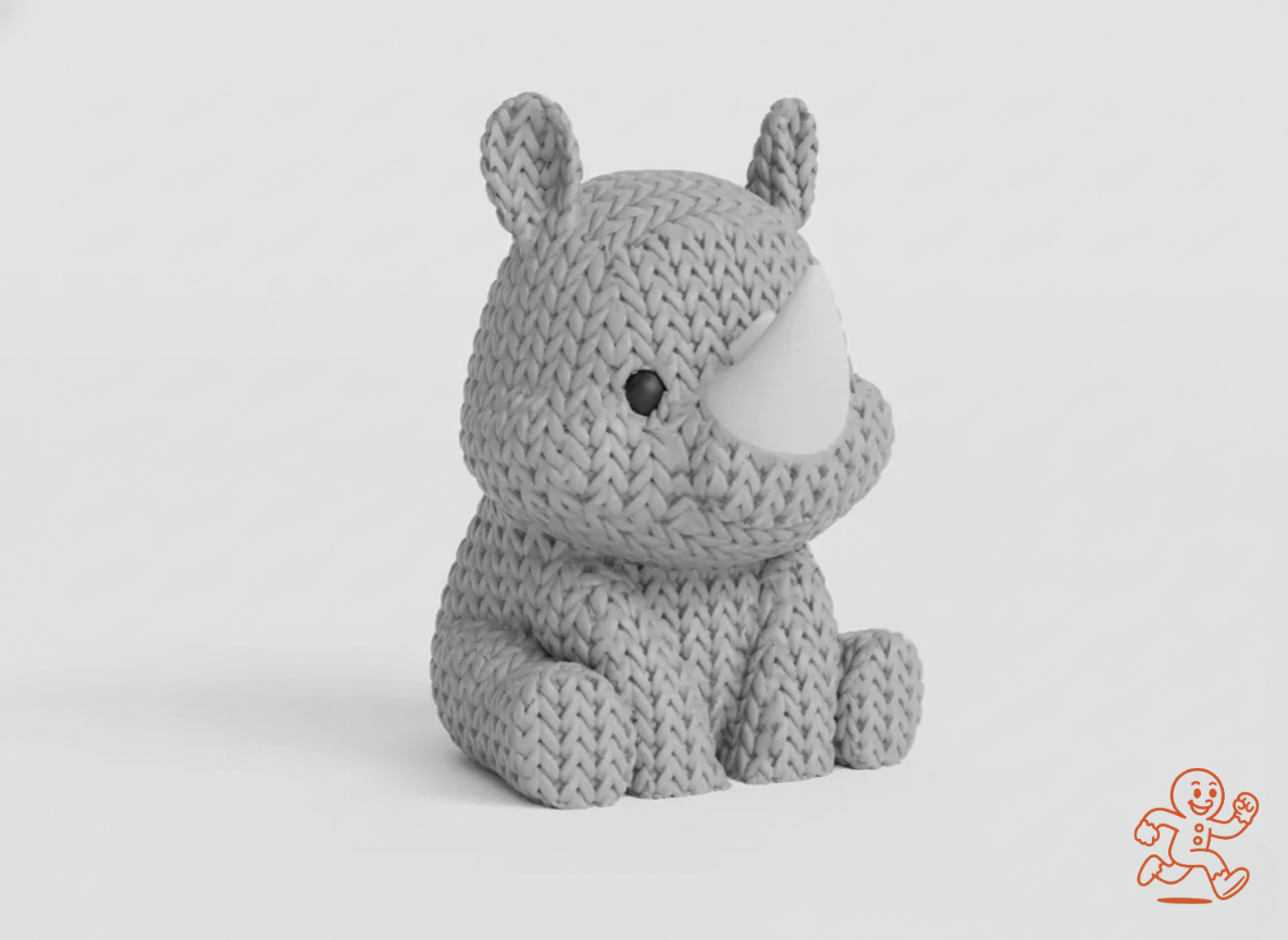 Rinoceronte — Figura 3D “knitted” coleccionable