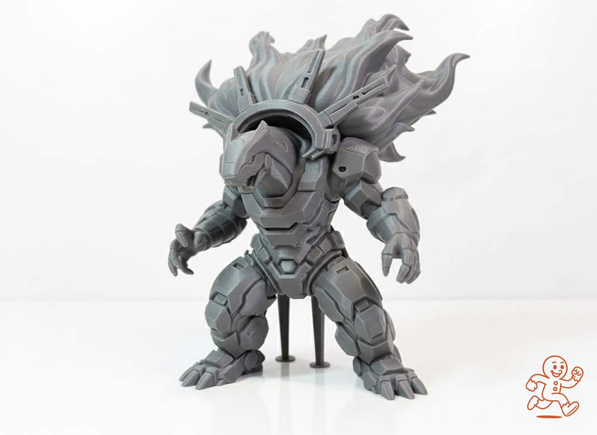 Typhlosion Mecha — Estatua 3D con armadura futurista