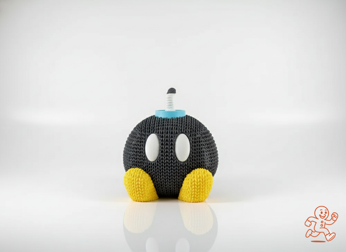 Bob-omb — Figura 3D “knitted” coleccionable