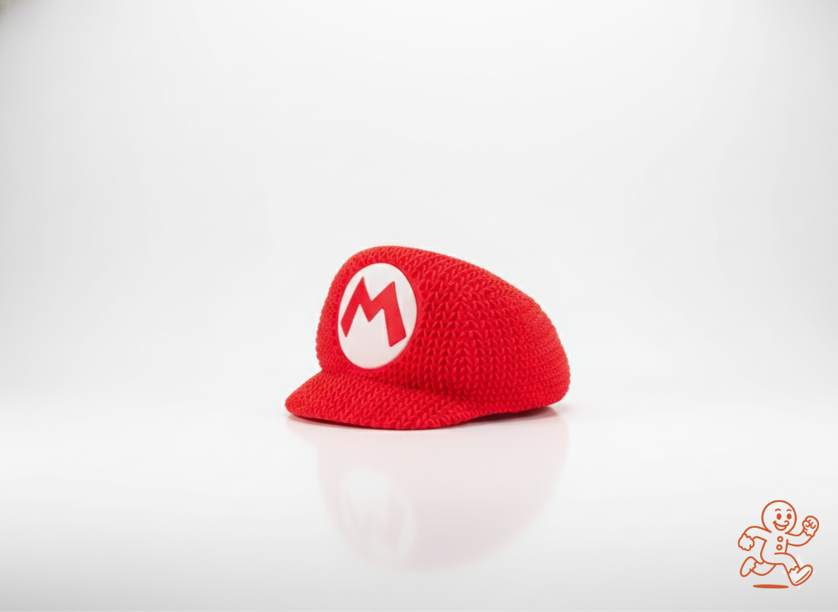 Gorra de Mario — Mini figura 3D con textura de punto