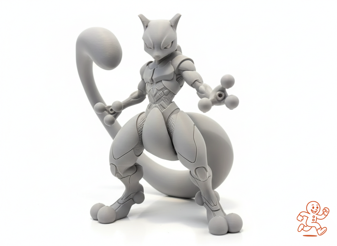 Mewtwo Mecha — Estatua 3D con armadura futurista