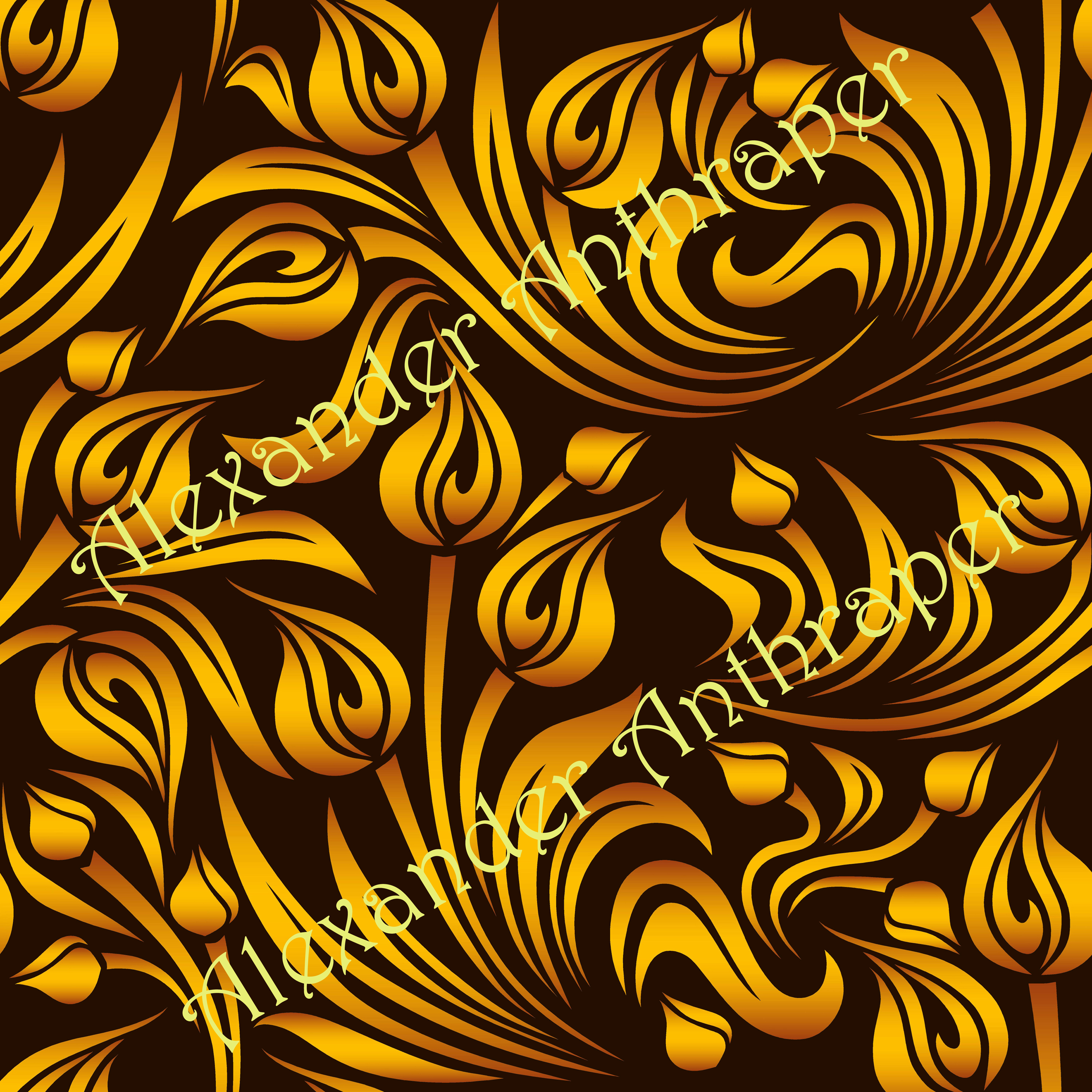 Golden Flame Blossoms (Seamless-B1-B)