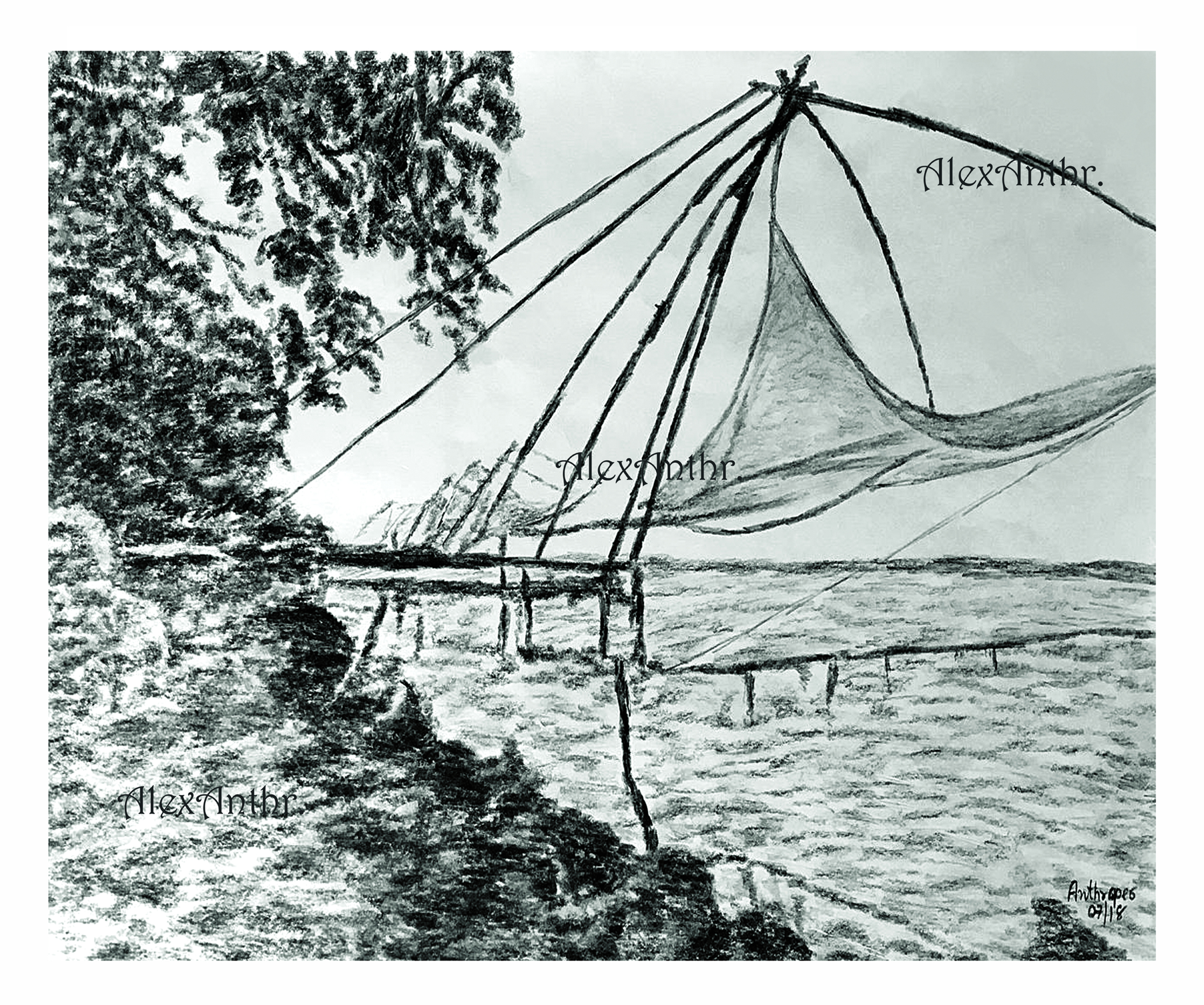 Echoes of the Chinese Fishing Nets (41 x 30 cms)