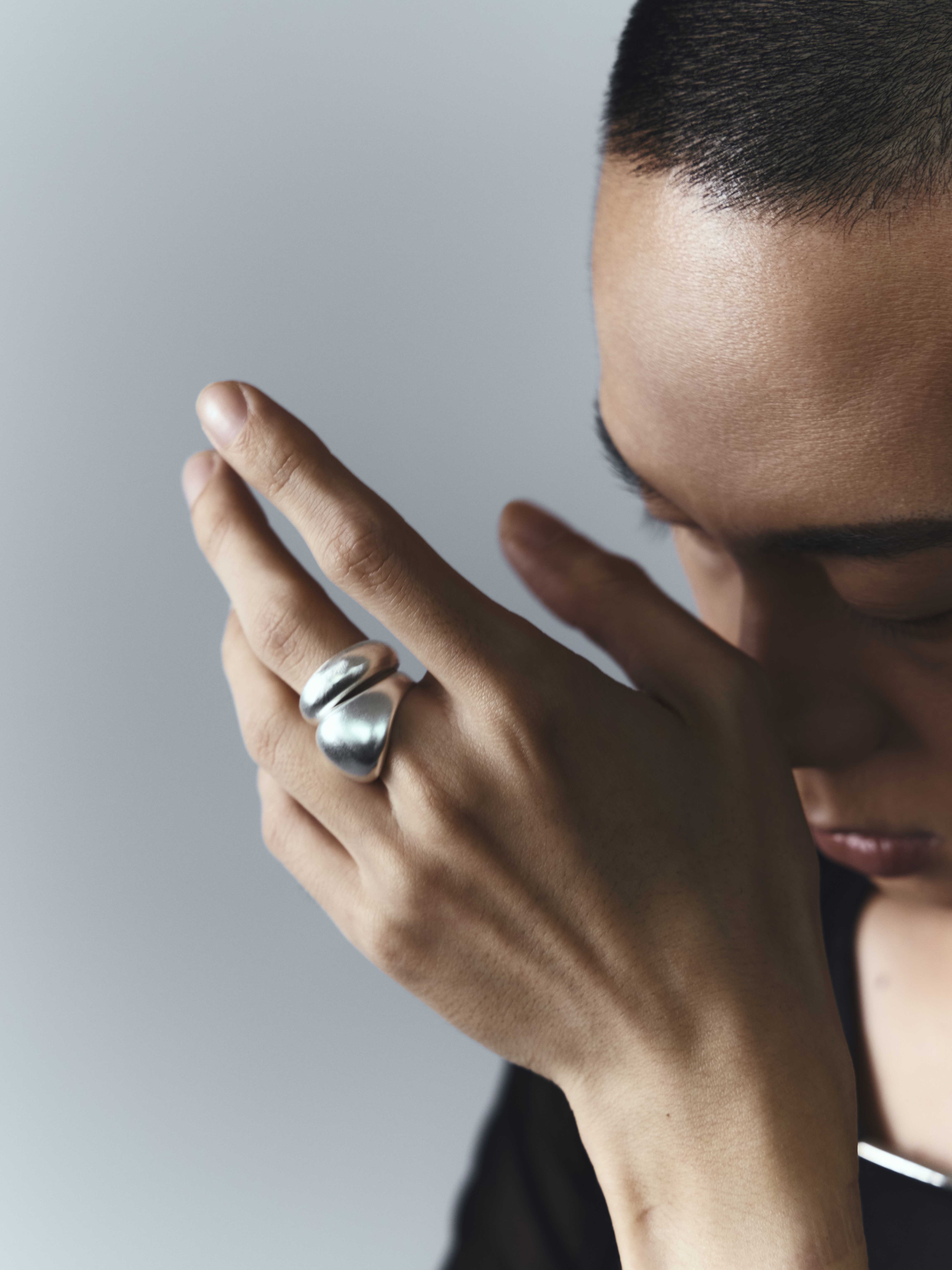  Matte Silver Open Ring (large)