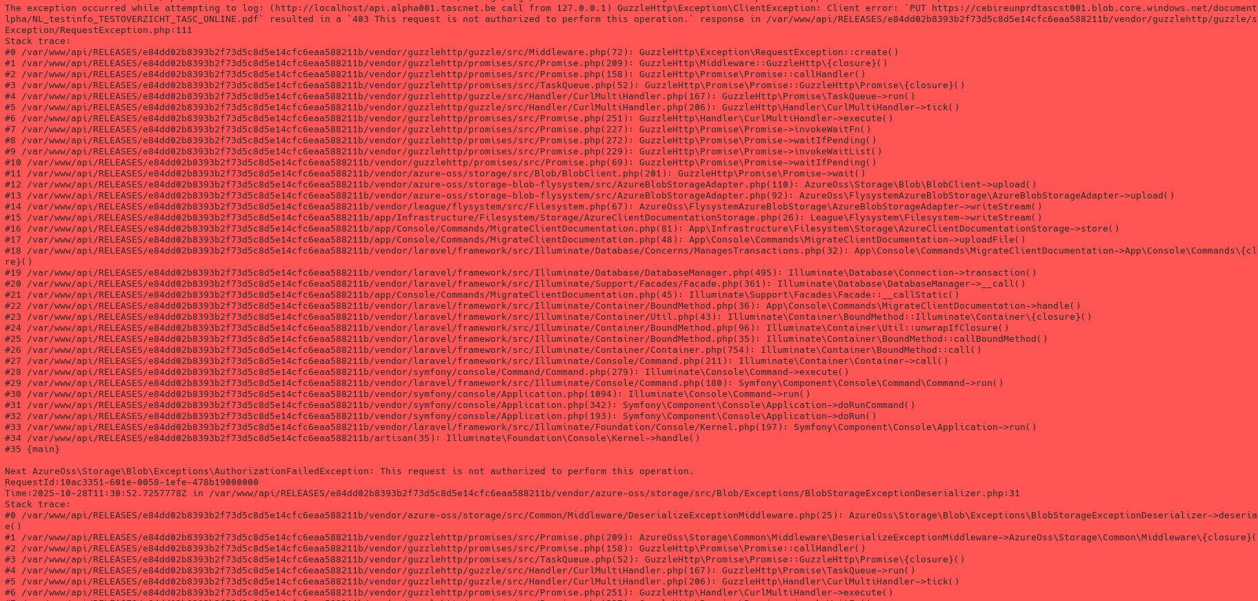 Capture d'écran d'une erreur sur serveur