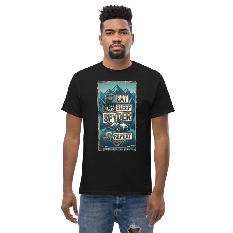 Tee-shirt de motard, look streetwear en style vintage, à porter en ville ou au garage, palette teal et cuivre