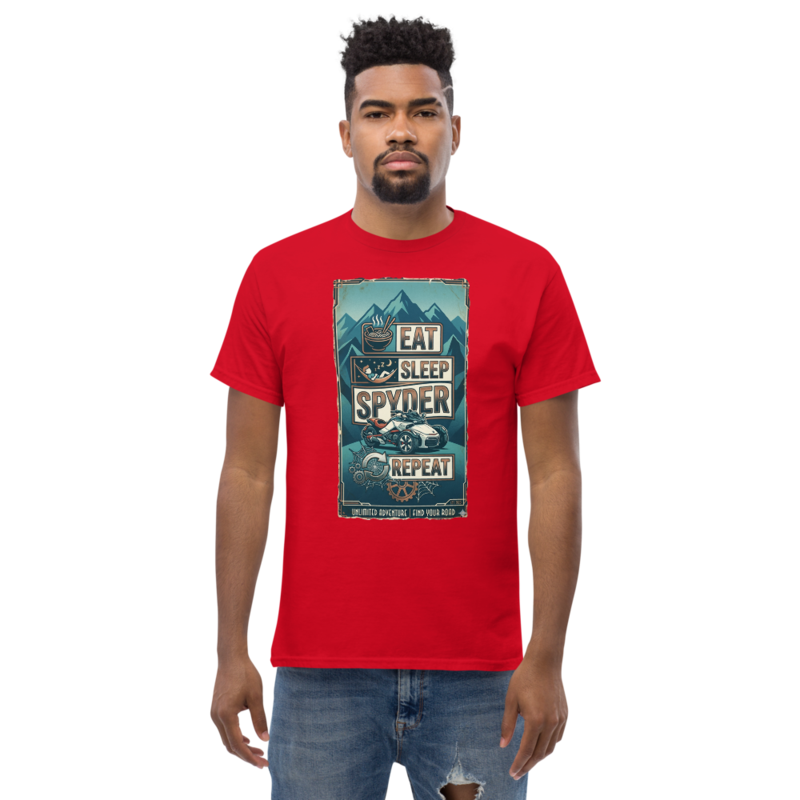 Tee-shirt de motard, look streetwear en style vintage, à porter en ville ou au garage, palette teal et cuivre