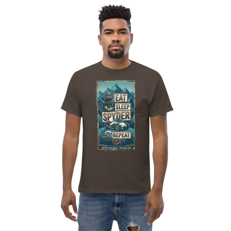 Tee-shirt de motard, look streetwear en style vintage, à porter en ville ou au garage, palette teal et cuivre