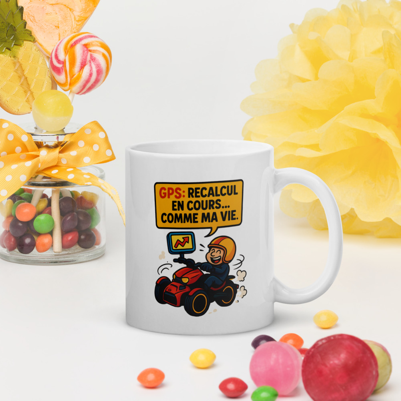 White glossy mug GPS