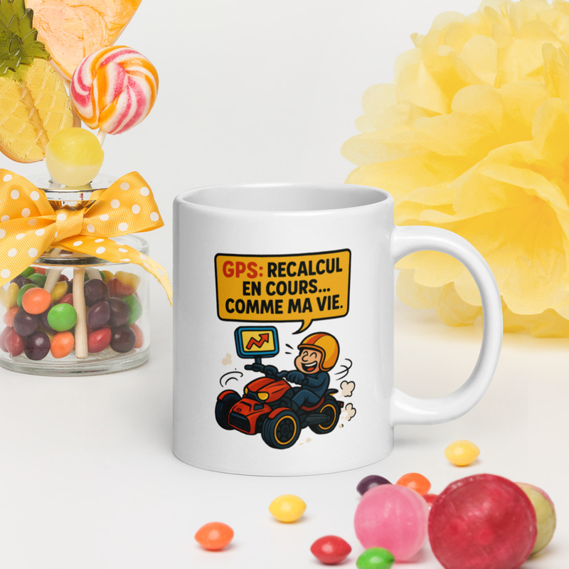 White glossy mug GPS