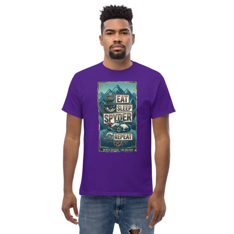Tee-shirt de motard, look streetwear en style vintage, à porter en ville ou au garage, palette teal et cuivre