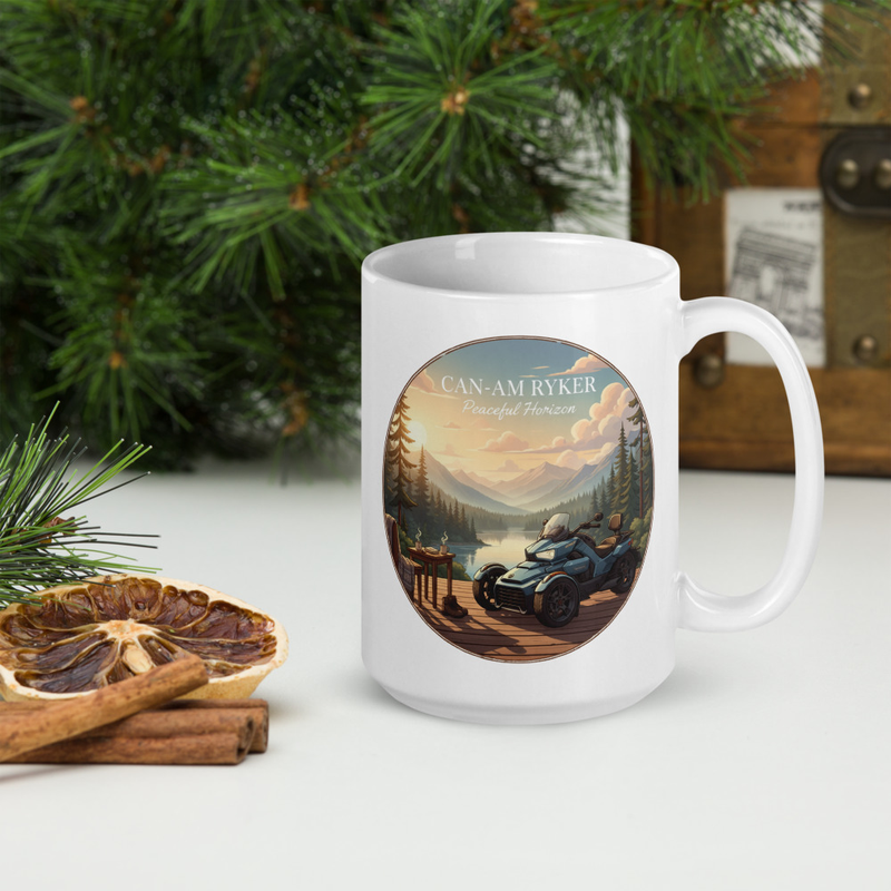 White glossy mug Peaceful