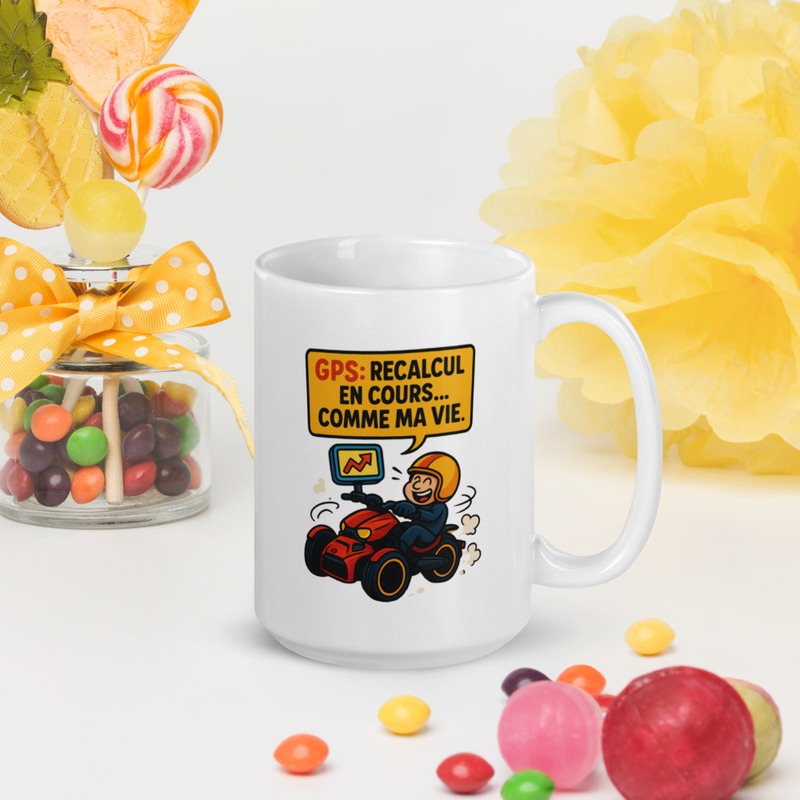 White glossy mug GPS