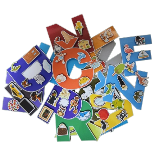 Spalvota abėcėlė su lipdukais