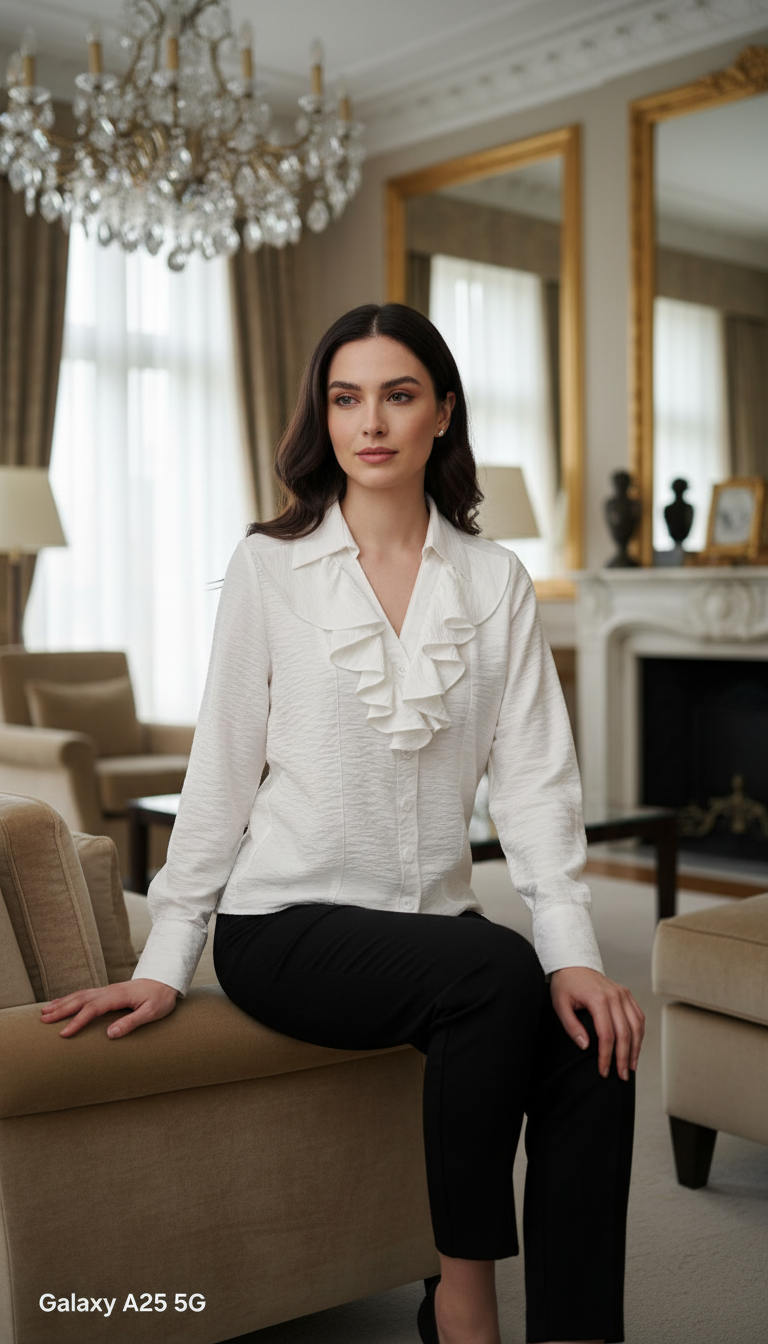 Camisa Premium branca com babados