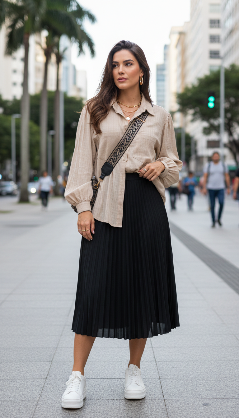 Camisa  Casual feminina Areia