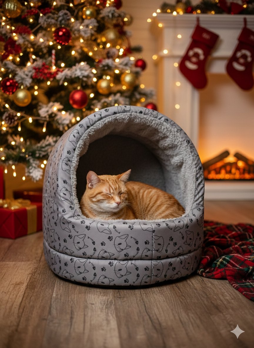 CAMA IGLÚ PELUCHE PARA GATOS