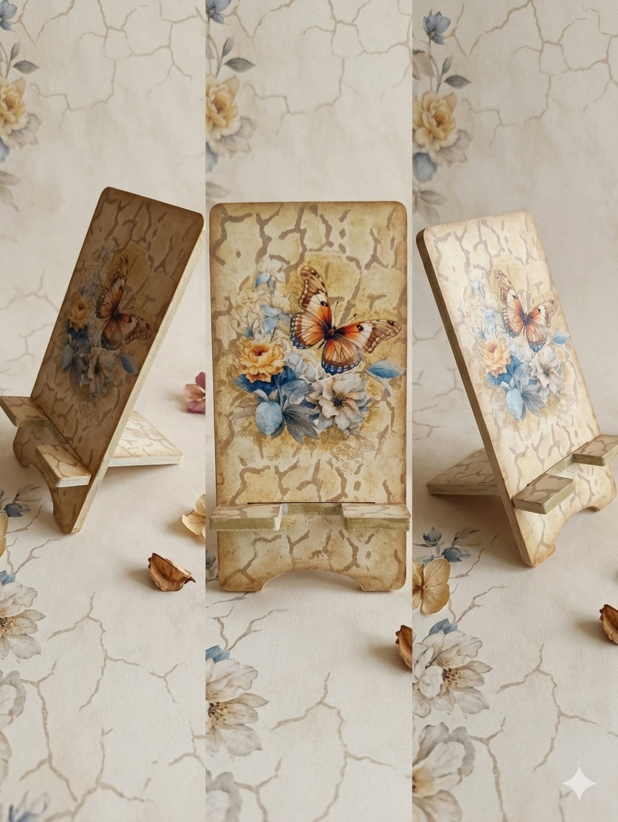 Soporte para celular artesanal floral