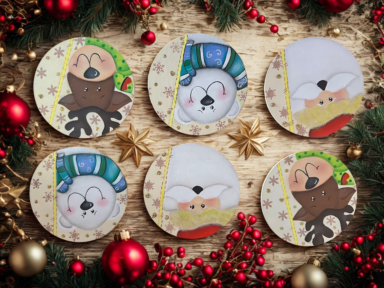Posavasos navideños de madera