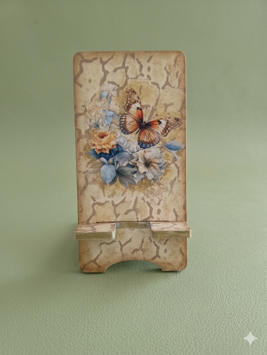 Soporte para celular artesanal floral