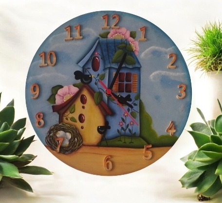 Reloj Decorativo de Casa y Pájaros