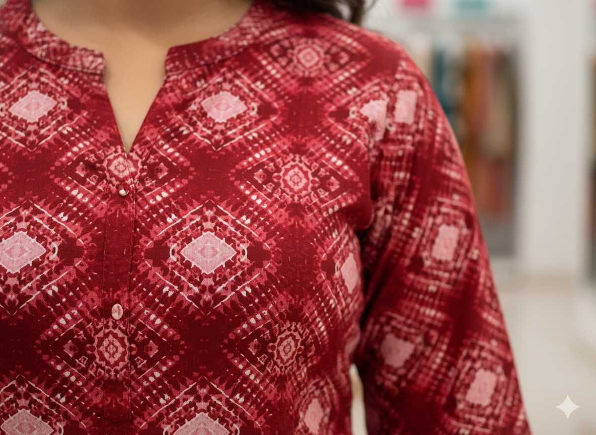 Red Printed Kurta