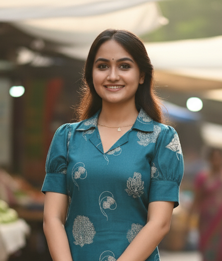 Teal Floral Printed Dress