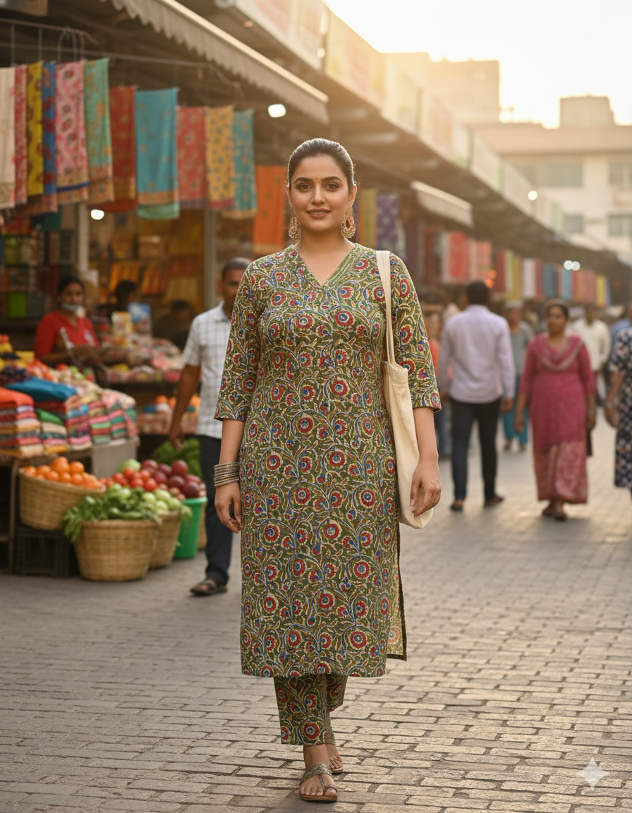 Printed Cotton Kurta Set