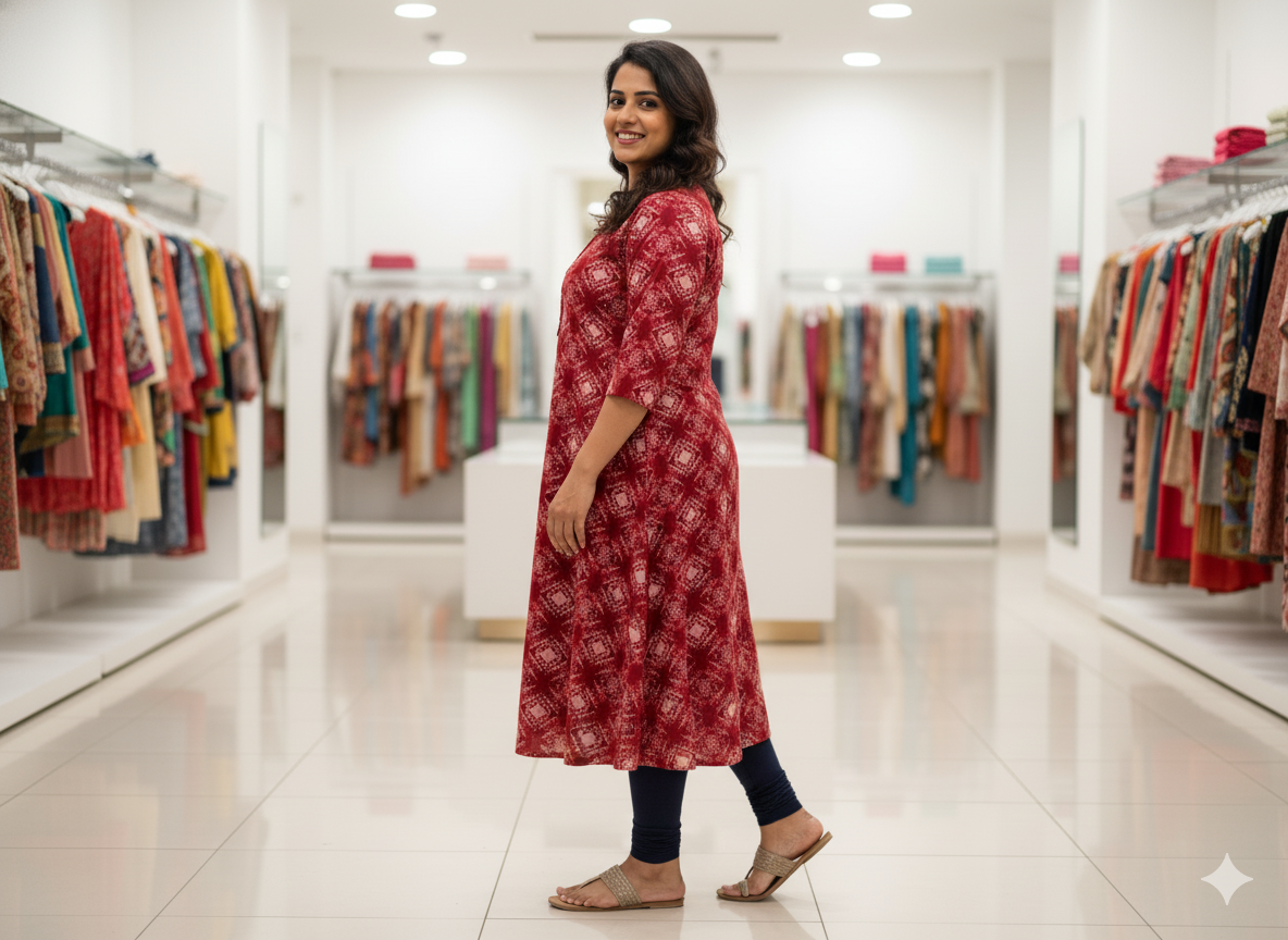 Red Printed Kurta