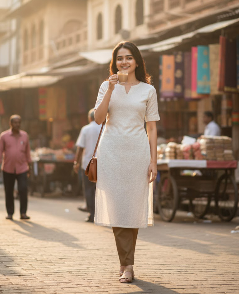 Elegant Beige Kurta Set