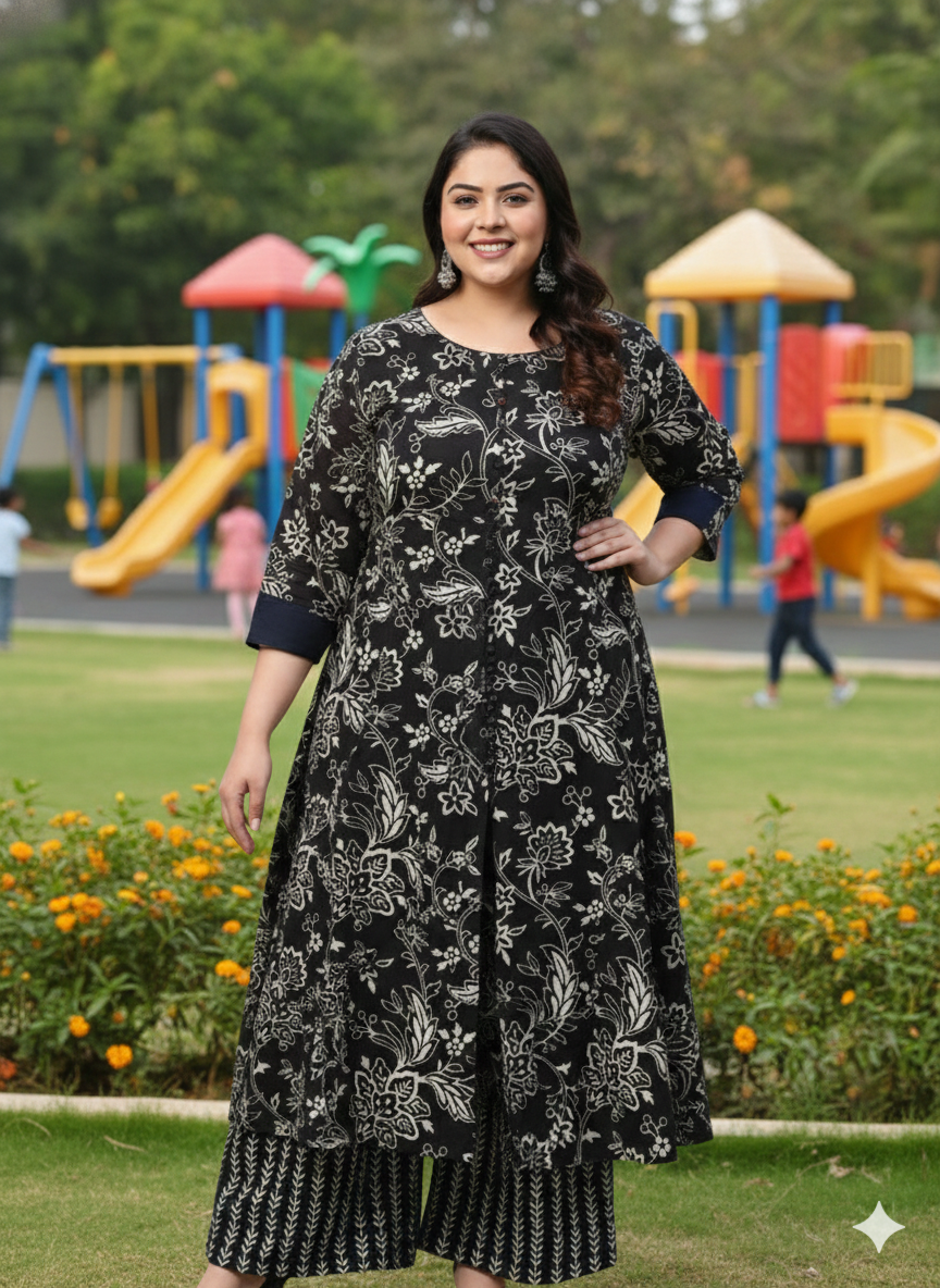 1016 - The Midnight Bloom Cotton Ensemble set