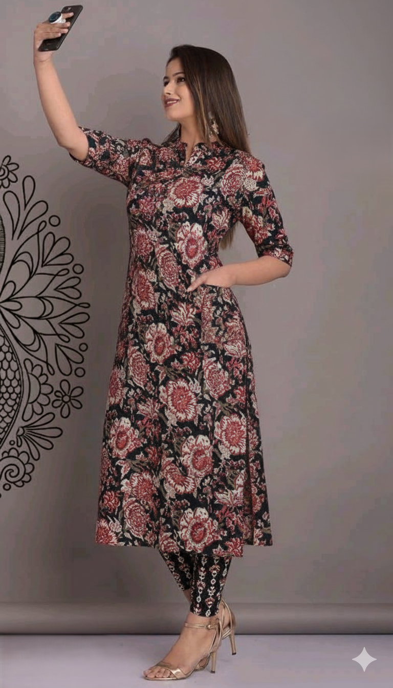 1022 - The Mosaic Night Cotton Kurta Set 