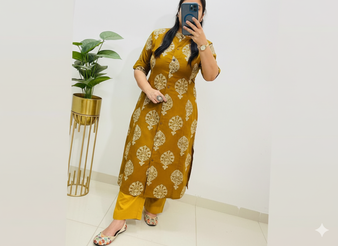 1018 - The Golden Hour Cotton Kurta Set