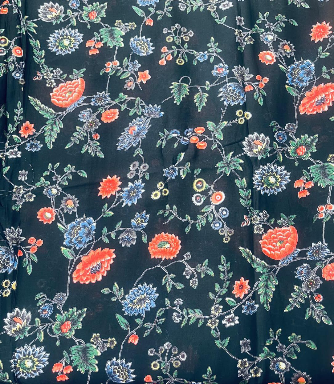 Floral Print Black Tunic Top