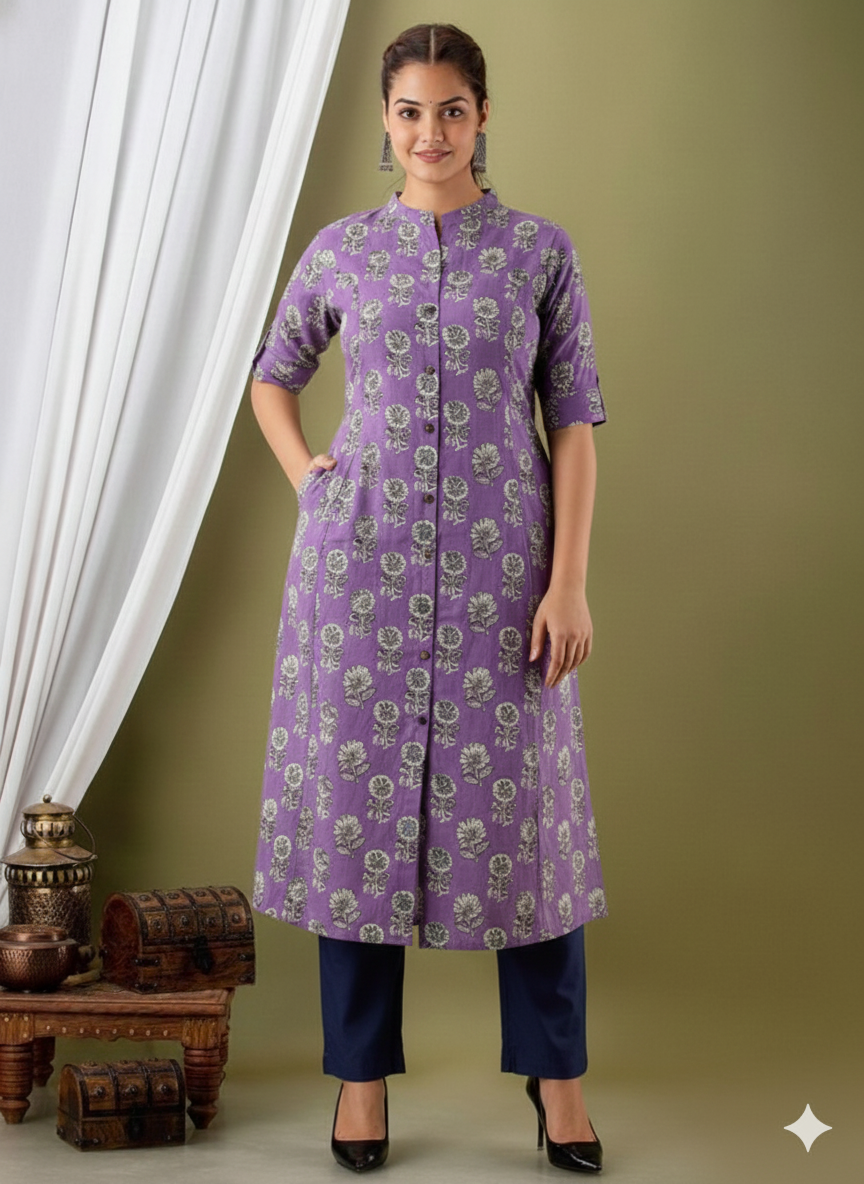 1021 - The Lavender Dream A-Line Kurta (Top Only)