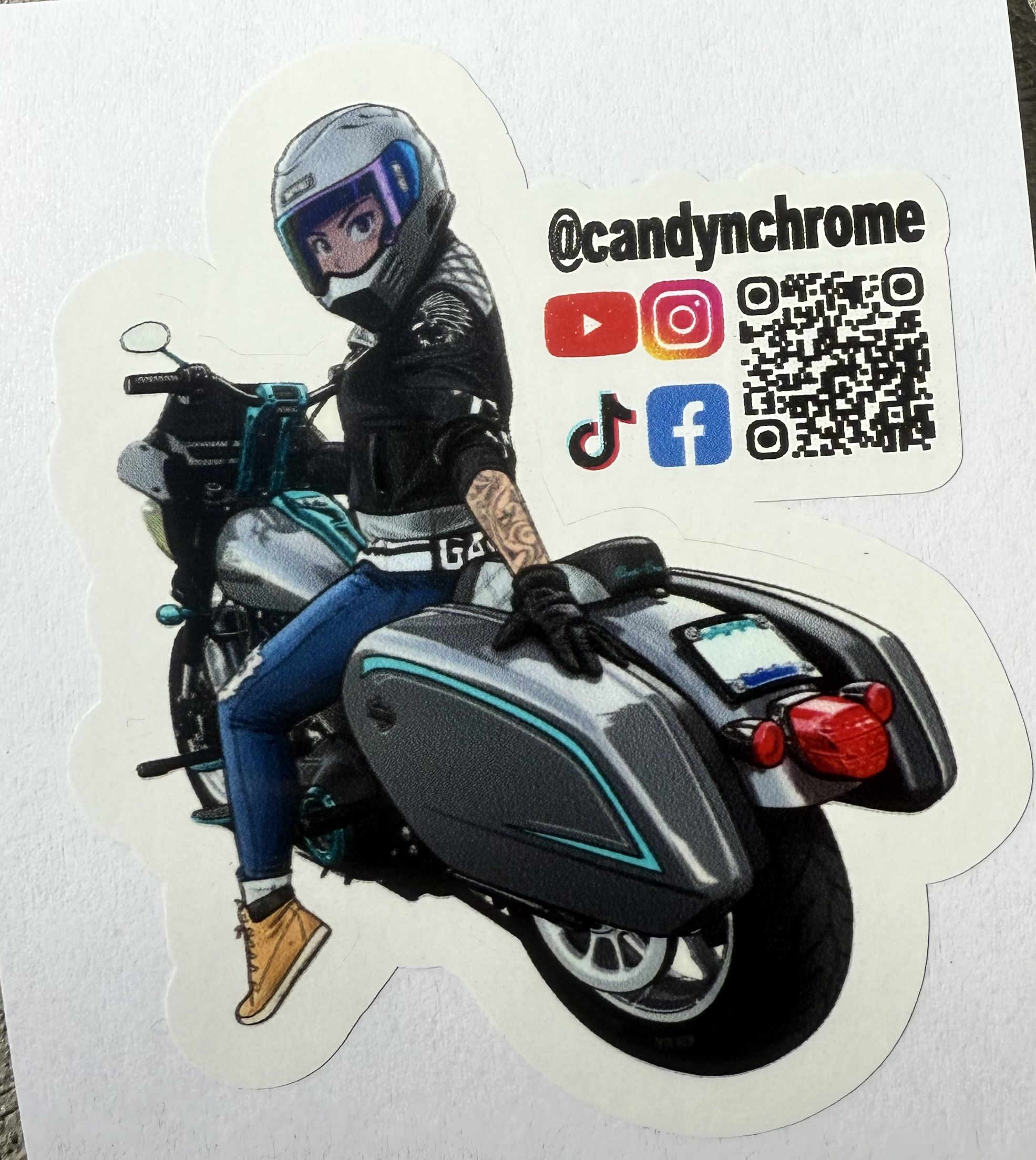 CandyNChrome x Gemma Moto Girl Bagger Sticker