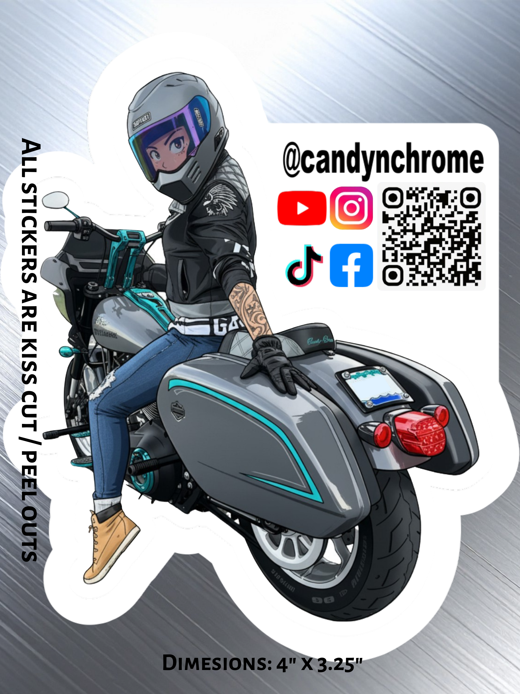 CandyNChrome x Gemma Moto Girl Bagger Sticker