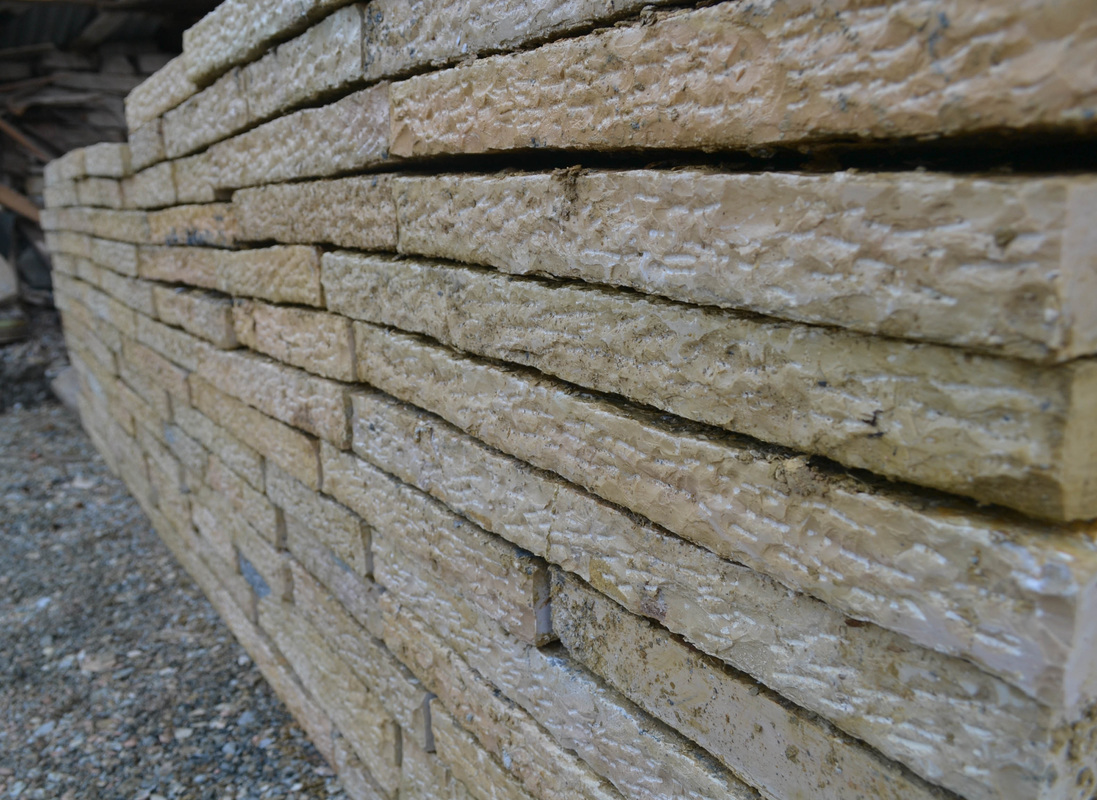 Gjirokastra Yellow Thick Natural Thick Slab – 4 Sides Cut, Carved Face