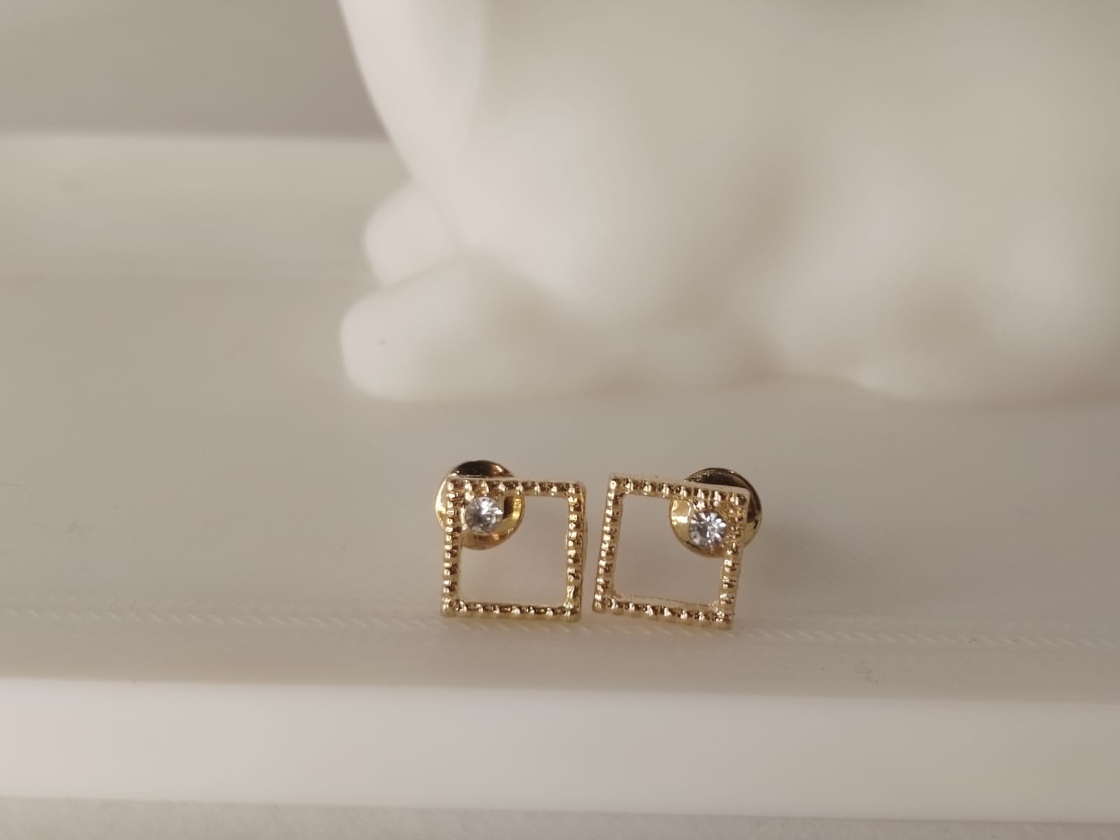Gold Square Stud Earrings