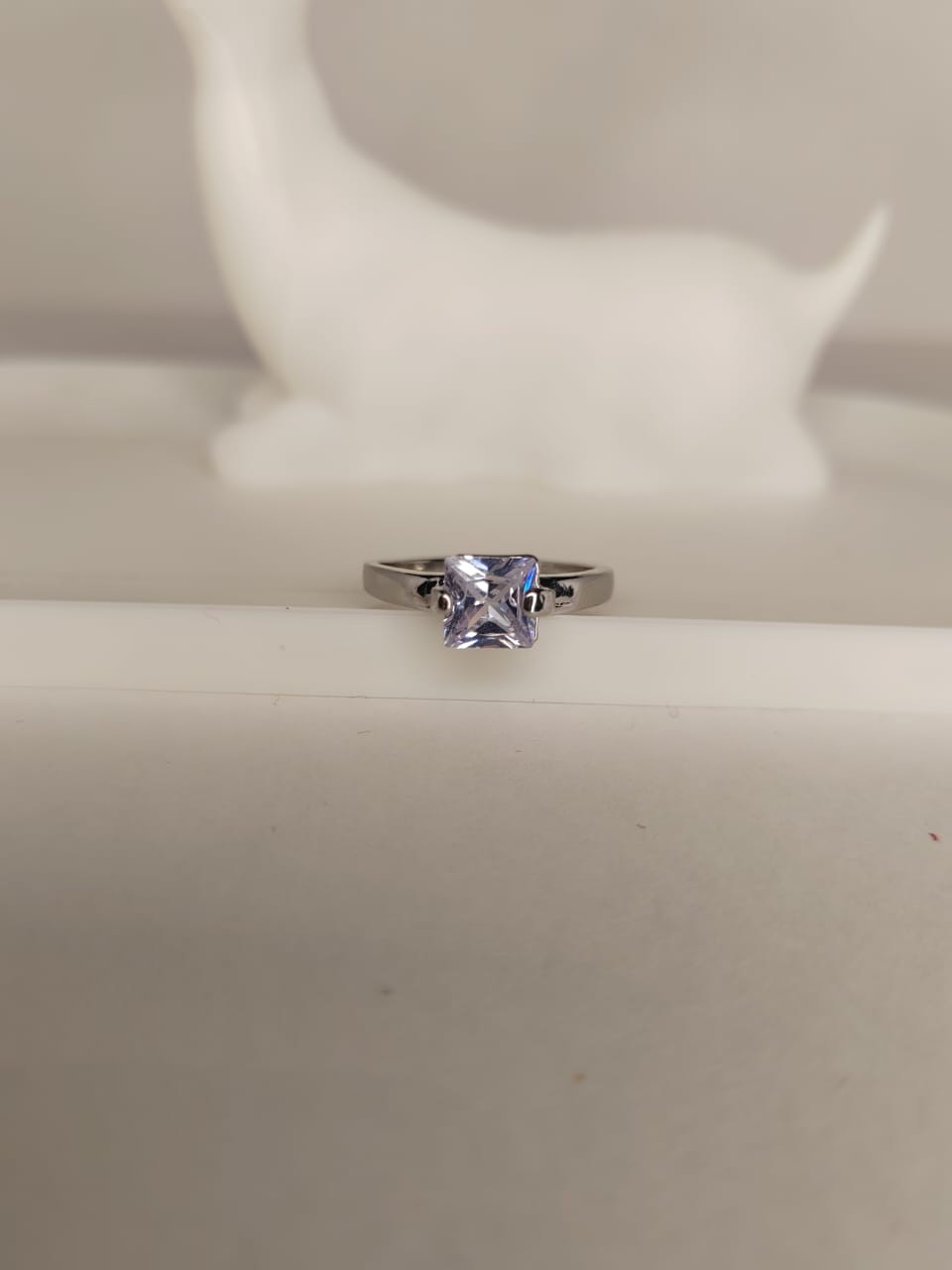 Silver Ring with Square Cut Stone