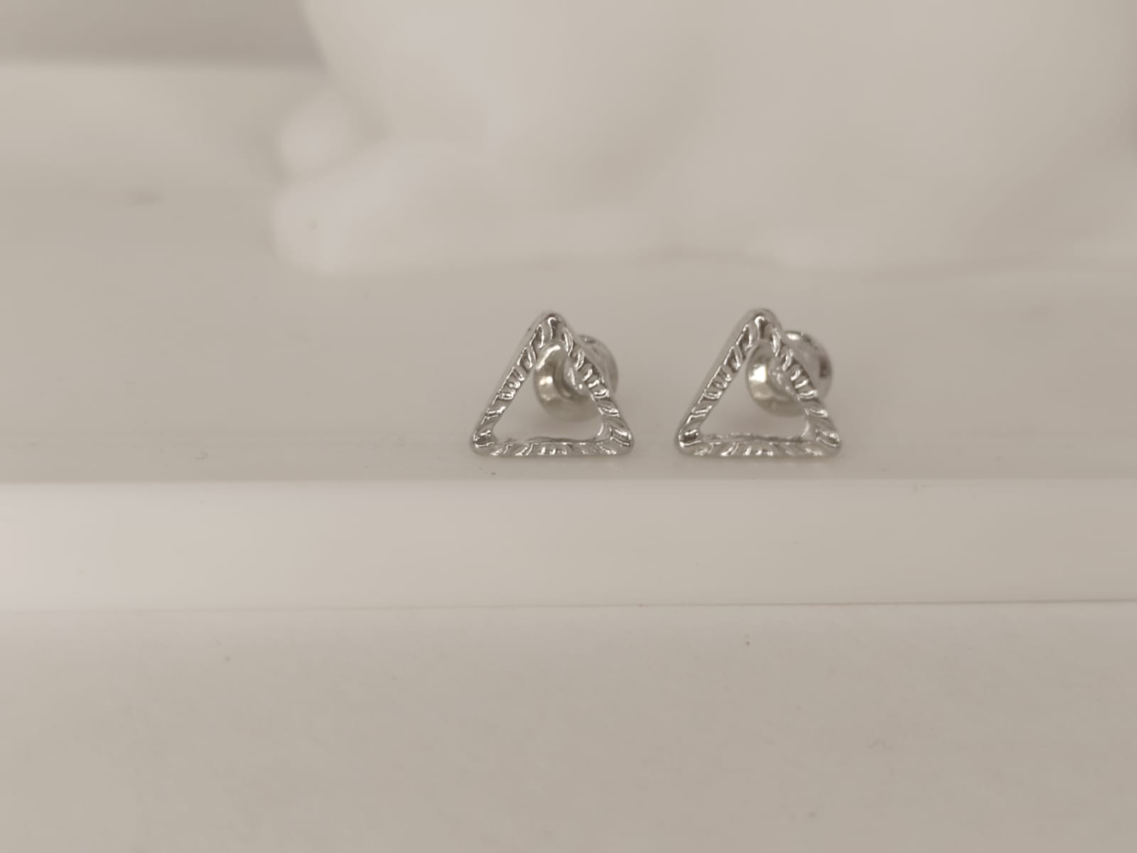 Silver Triangle Stud Earrings