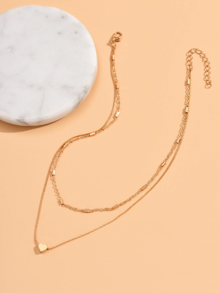 Gold Layered Heart Pendant Necklace
